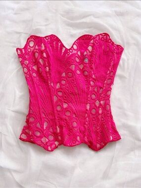 Hot Pink Lace Corset Top